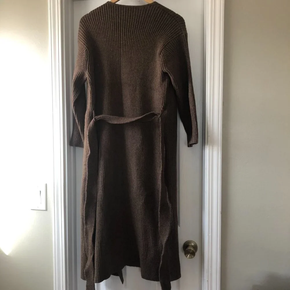 AMADI Anthropologie  Long Sweater Cardigan Duster Rib Knit Brown size S - Picture 8 of 13